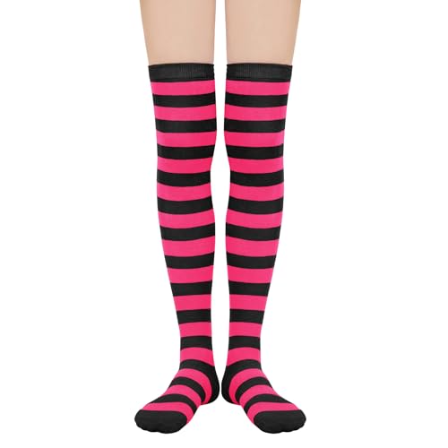 Image of American Trends Womens Rainbow Socks Striped Knee High Socks Thigh High Stockings Casual Tube Socks Costume Leg Warmers