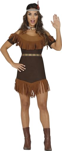 FIESTAS GUIRCA | Fantasia indiana para adultos (38-40/M) - Vestido e cinto - disfarces de nativa americana para Halloween, carnaval e festas de disfarces - ideal para mulheres - castanho