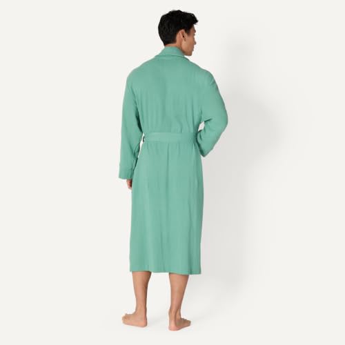 Image of Amazon Essentials Men's Lightweight Cotton Waffle Bath Robe, Mid-Length Loungewear (Available in Big & Tall)