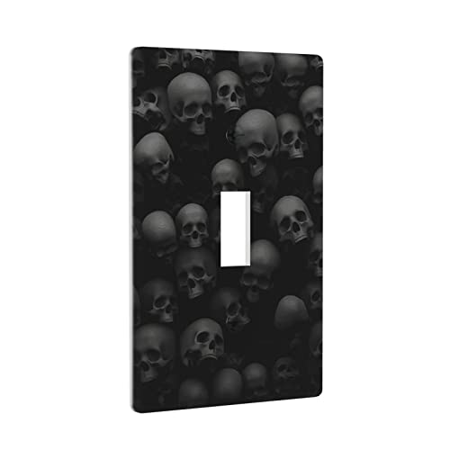 Black Skull Single Toggle Light Switch Cover Plate Decorative For Kitchen Standard Size 1 Gang 4.5" X 2.76" #TOP1