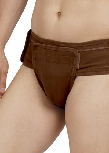 Image of Inguinal Hernia Supporter |HIGH COMPRESSION || Hook & Loop Closure || Scrotum Support || Gym & Daily Use Supporter || Relieve Pain and Swelling || Stretchable || Cotton-Lycra Fabric || Breathable Cotton-Lycra (Brown, XS)