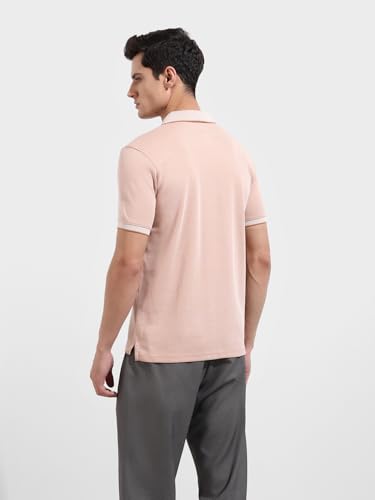 Image of The Indian Garage Co Men Regular Fit Textured Polo Neck Half Sleeves Tshirt