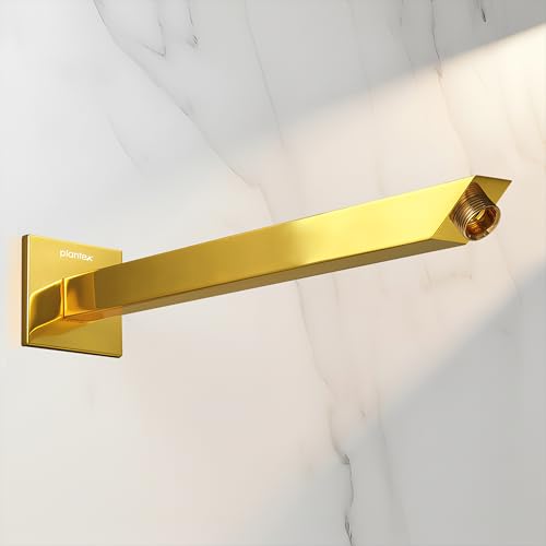 Image of Plantex 14-Inch Shower Arm for Overhead Shower /Stainless Steel Shower Pipe /Wall Mount Bathroom Fitting with -Inch Thread - Pack of 1 (PVD Gold)