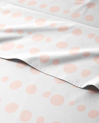 Image of Kids Queen Size Pink Dots Bed Sheets - 4 Piece Kids Pink Dots Sheet Set | Pink Dots Themed Bedding, Ultra-Soft, Cute & Cozy, Breathable & Machine Washable, Bed Set for Boys, Girls & Teens, Breathable
