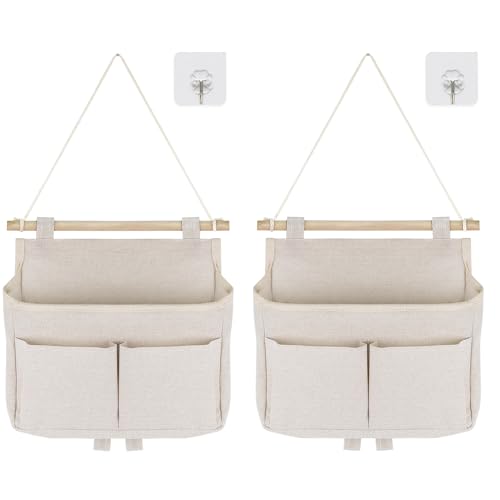 Prmape 2 bolsas de almacenamiento colgantes, alta capacidad, 3 compartimentos con gancho adhesivo, organizador colgante para puerta de baño, organizador colgante para el hogar, escuela, oficina,