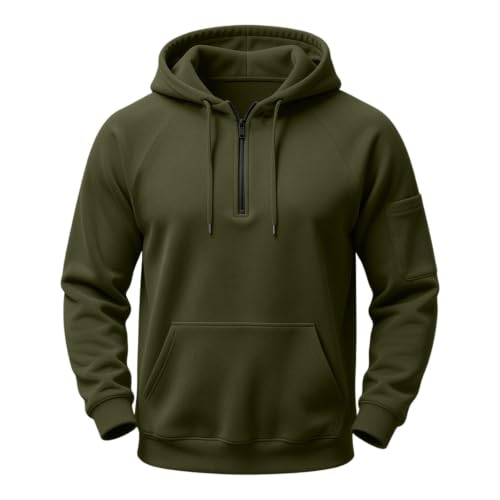 Mens Quarter Zip Hoodie Pullover Casual Long Sleeve Sweatshirt with Pocket - image 3