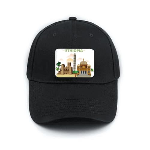 Casquette de baseball ajustable noire City Castle motif Art Déco Éthiopie