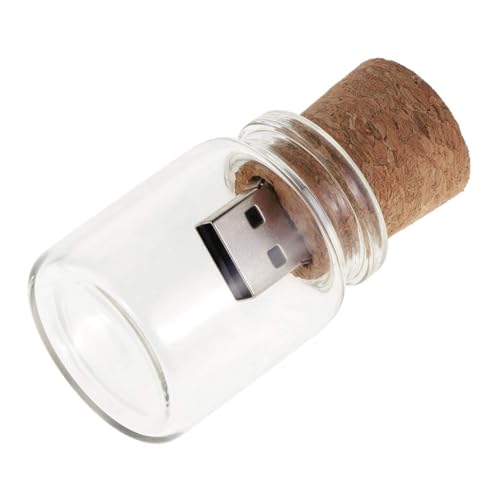 Hsthe Sea 16GB Cute Flash Drive USB 2.0 Tarros de Almacenamiento Caja única Frasco de Vidrio Botella con Corcho Memory Stick Pen Drive Regalos de Boda Electrónica Fancy Pen Diseño Impermeable