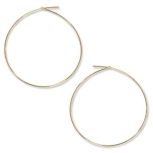 Humble Chic Large Hoop Earrings for Women - Hypoallergenic Lightweight Wire Threader Loop Drop Dangles, Safe for Sensitive Ears, 18K Yellow - 2 inch, Gold Plated, Big Hoops, 50mm