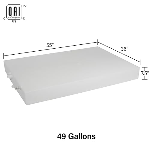 Image of 49 Gallon RV Fresh Water Tank, Potable Water Storage Tank for Drinking, Cooking, Cleaning, Showering, for Campers, Trailers, Motorhomes, RVs, Low-Profile Shape, 55 inch x 36 inch x 7.5 inch (WT-1500)