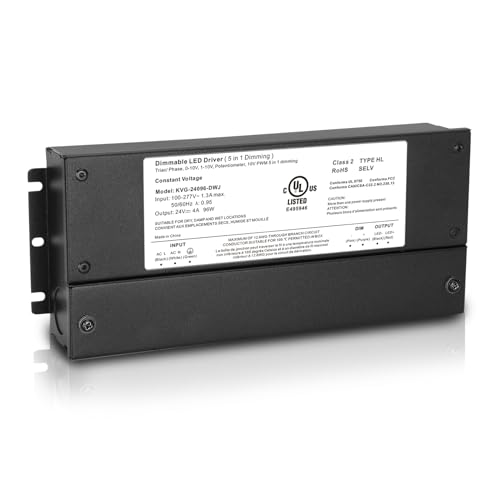 Image of 96W Dimmable LED Driver 24V, Triac Led Light Transformer Power Supply, Dimmable Transformer Compatible with lutron and leviton Dimmers, TRIAC /Phase /0-10V /1-10V /Potentiometer /10V PWM UL Listed