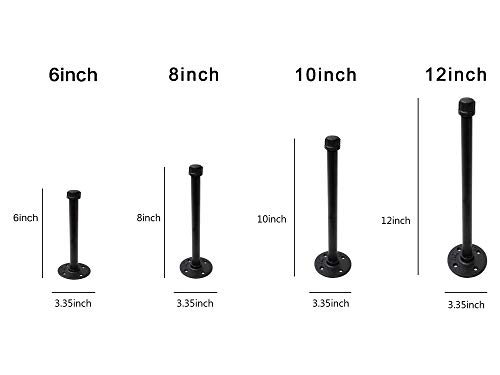 1/2" Industrial Black Iron Pipe Shelf Brackets, Rustic Wall Mounted Diy Shelving Brackets Hanging Custom Pipe Brackets For Floating Shelves (4, 6") #TOP2