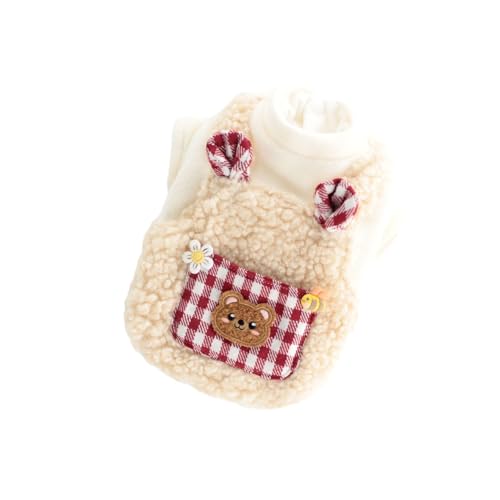 lamphle Two-Leg Design Pet Sweater Warm Jacket Cozy Winter Clothes Snap Two-Legged Bear Pattern Small Light Yellow XS