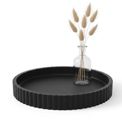 Wageso 12" Round Solid Concrete Decorative Tray - Heavy Duty