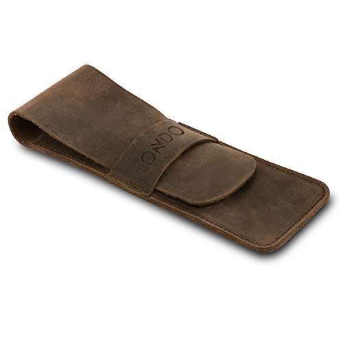 Londo Piórnik Skórzany Z Klapką OTTO288 - Etui Na Długopisy I Ołówki - Elegancki Design - Skóra Naturalna - Czarny
