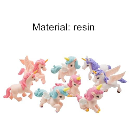 Pinenjoy PU186 8Pcs Mini Flying Horse Unicorn Figurine Miniature Resin Unicorns Cake Toppers Fairy Garden Accessories thumb #1