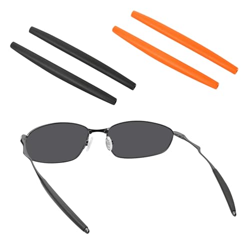 Image of BLAZERBUCK Replacement Temple Sleeves Ear Socks for Oakley Whisker /Juliet /A Wire Sunglass - Black + Orange