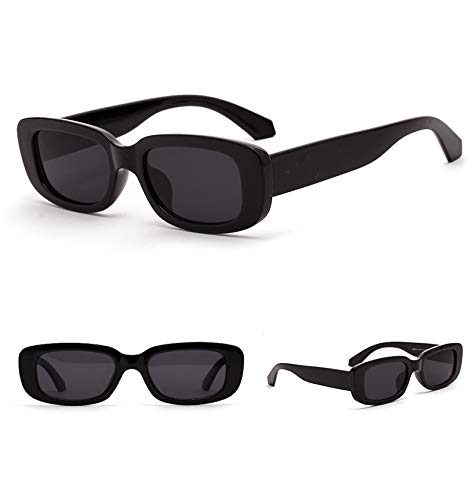 Bojod Rectangle Sunglasses For Women Men Fashion Trendy Chunky Frame 90S Rectangle Sunglasses Black #TOP4