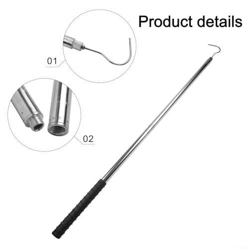 Gancho robótico de acero inoxidable para limpieza de piscinas profundas con poste de 183 cm 8