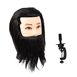 LOLIPPYY Männer Übungskopf Echthaar mit Bart Frisierkopf Trainingskopf Haarstyling Modellkopf für...