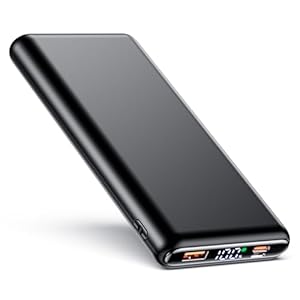 ZZI Portable Charger, 32000mAh 5V/3A Power Bank with Dual 22.5W High-Speed Charging, Thinnest Travel Essentials with LED Display, Battery Pack Compatible with iPhone Samsung iPad etc (Black)