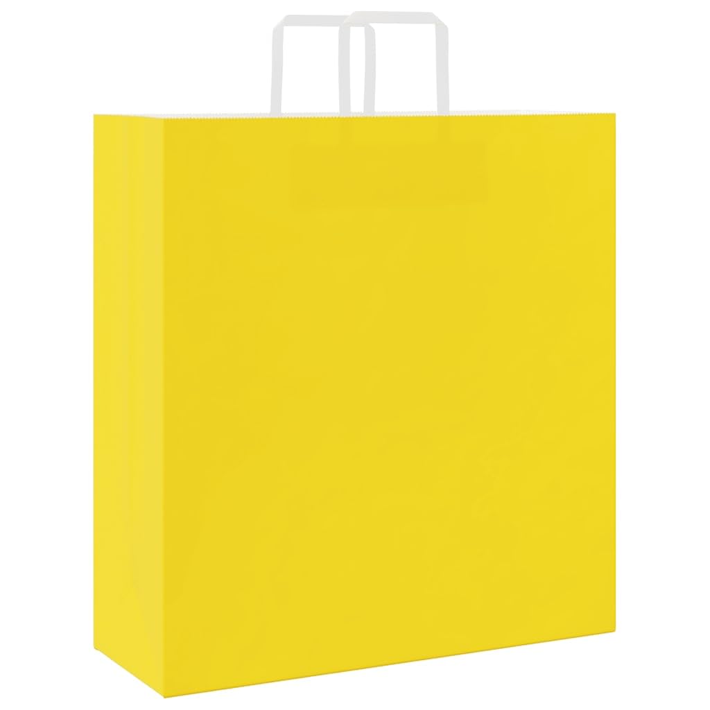 Sacchetti di carta 250 pezzi con manici gialli 45 x 17 x 48 cm