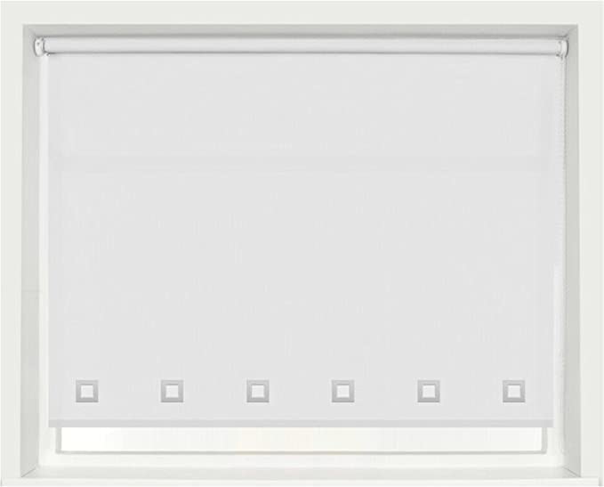 Square Eyelet Light Filtering Roller Blinds, White (W 174cm x H 165cm)