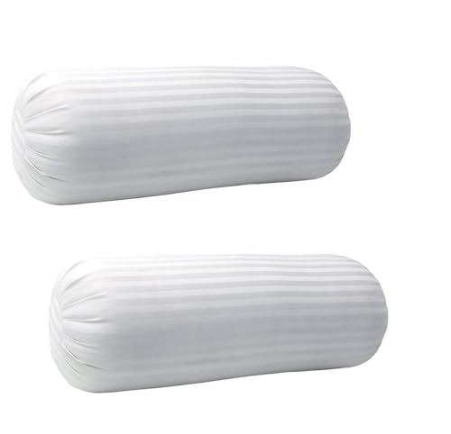 Image of Microfibre Round Bolster Bed /Sofa /Diwan Pillow | Light, Soft & Fluffy for Neck & Back Support | Washable Breathable, Durable | Size 16x32 Inch - Big Round Pillow | Set of 2 (16x32 Inch)
