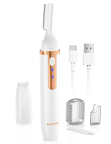 Electric Eyebrow Trimmer, Painless Eyebrow Razor with Light for Women, Cordless Hair Remover for Face, Upper Lips, Underarms, Chin Neck Portable Bikini Trimmer