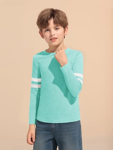 Image of Haloumoning Boys Long Sleeve Shirts Kids Crewneck T Shirts Casual Striped Tops Tees 5-14 Years