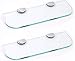 Juego de dos estantes de cristal con esquinas curvadas de 6 mm de grosor de vidrio templado transparente para baño, cocina, 300 mm x 100 mm (30.48 cm aprox.), con grandes soportes de acabado cromado