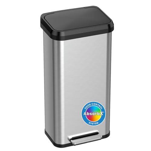 Image of iTouchless SoftStep EXP 20 Gallon Step Pedal Trash Can with AbsorbX Odor Filter, Stainless Steel with Dent-Proof Plastic Lid, 75 Liter Garbage Kitchen Bin for Home, Office, Business, Store