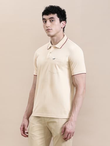 Image of CROCODILE Men Solid Polo T-Shirt | 100% Cotton | Short Sleeve | Slim Fit | Button Placket White
