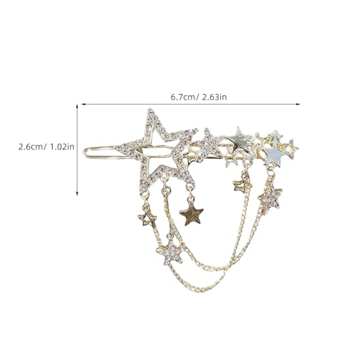Barrette épingle à cheveux étoiles strass et pampilles scintillantes pour coiffe de soirée chic - 2