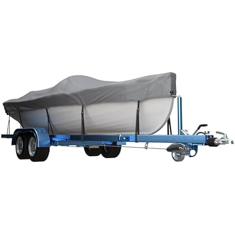 Team Obsidian Boat Cover - Heavy Duty Waterproof Boat Covers - Water Proof Fitted Winter Boat Cover - Top for V-Hull Tri Hull Jon Fishing Bass Trailerable Boat - Protect Your Boat Cover