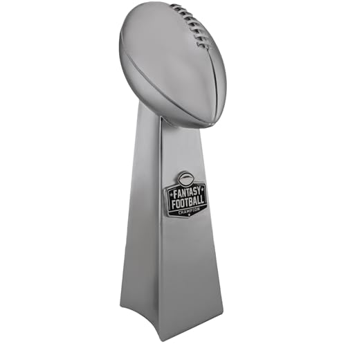 Fantasy Football Championship Trophy 14 Inch - Silver Finish Football Trophy Replica for League Winner, Premium Fantasy Trophy for Display, Durable Trophy Fantasy Football Award