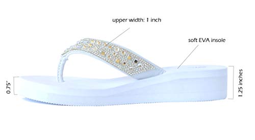 Image of REDVOLUTION New Women's Rhinestone Sandals High | Low Platform T-Strap Jewel Sandals High Wedge Flip Flops