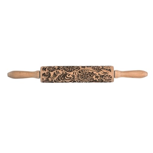 Mrs. Anderson's Baking Paisley Rolling Pin, 8-Inch Barrel, European Beechwood