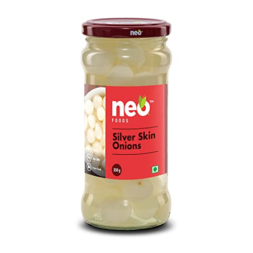 Image of Neo Silver Skin Onions 350g I 100% Vegan & Natural I Ideal for Cocktail and as Side Dish for Snacks I Non-GMO I (Pack of 1)