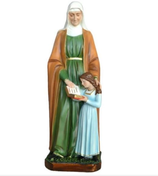 Generico ArteSacraCaravaggio Statua di Sant' Anna cm 60 (23,62 inches) in resina piena decorata a mano di produzione artigianale italiana