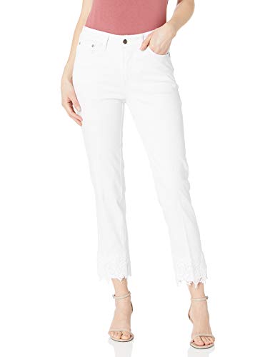 SLIM-SATION Women's Contour Band 5 Pocket Jean Style Ankle Pant, White, 4