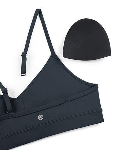 Image of CRZ YOGA Butterluxe V Neck Sports Bras | Light Support, Removable Pads, Yoga, Extremely Soft, Square Back, Adjustable Spaghetti Straps, for Women