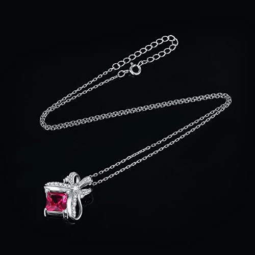 Collier saphir rose 3,9ct et pendentif noeud élégant en argent pour femme sans chaîne