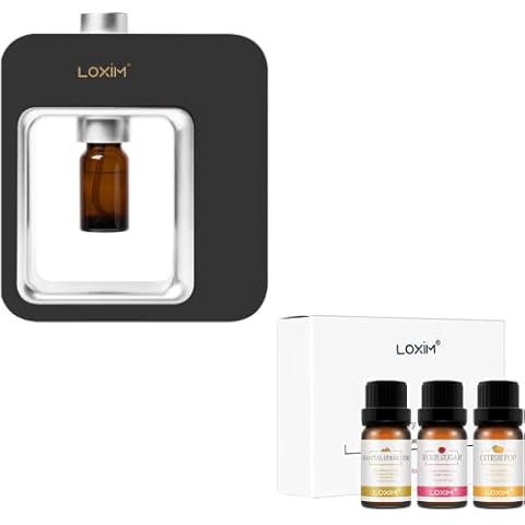 LOXIM Pride BlackSilver Nebulizer Diffuser and Discovery Collection Essential Oil Set Blend Cover