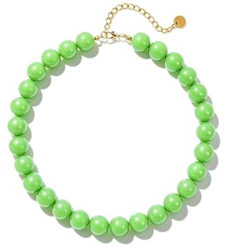 Lsljilidzsw Chunky Beaded Necklace for Women 16mm Colorful Boho Bead Choker Necklace Trendy Statement Handmade Acrylic Beads Summer Beach Jewelry by Lsljilidzsw - Used condition - US$5.04