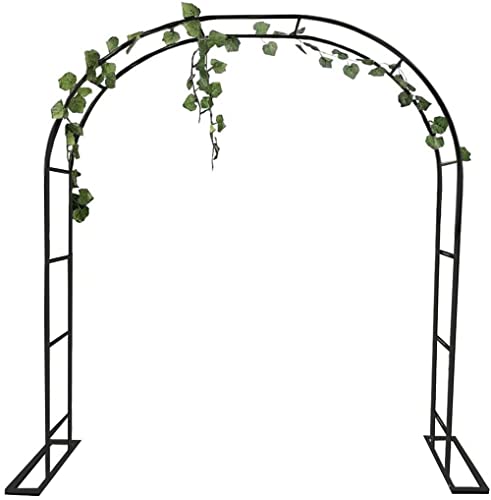 Arche de jardin noire de qualité supérieure pour plantes grimpantes, tonnelle en fer robuste avec assemblage facile, 2,4 m de large x 2,2 m de haut, idéale pour les roses et les fleurs
