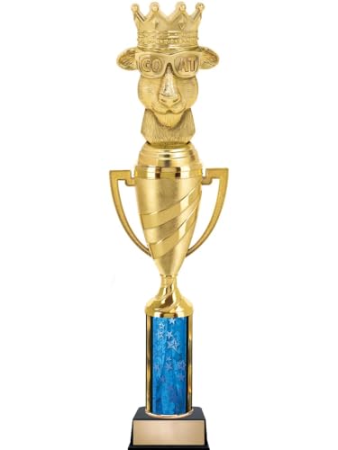 Crown Awards 14" Blue G.O.A.T. Greatest of All Time Trophy Prize, Customize with Your Own Engraving