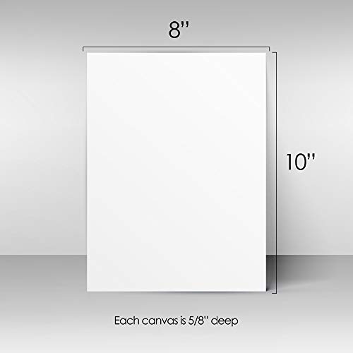 Pre Stretched Cotton Canvas, 8X10 Inch | 10 Pack Of Triple Primed Blank White Artists Canvases | Art Supplies For Painting, Acrylics, And Oil Paint | Value Set #TOP5