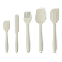 Amazon Basics Spatole in Silicone, Set di 5 Pezzi, Senza BPA, Resistenti al Calore e Lavabili in Lavastoviglie, Grigio Lino