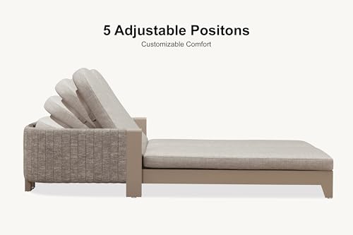 Image of PURPLE LEAF Outdoor Couple Chaise Lounge with 3 inch Cushion Nurture Shale